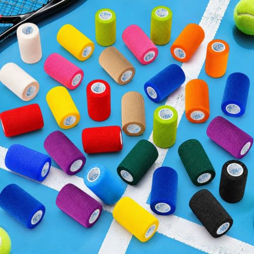 OK TAPE Self Adhesive Bandage Wrap 4 Inch x 5 Yds 36 Rolls - Black | Elastic Cohesive Bandage Wrap Supports Wrists & Ankles Without Clips Ideal for Sports First Aid Vet care - color: Black, size: 4inx5yds