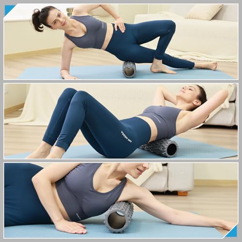Foam Roller, 15 inch High Density Massage Roller for Exercise | Deep Tissue Massager for Muscle Massage, Myofascial Trigger Point Release, Exercise, Yoga, Pilates & Stretching, Gray - color: Gray