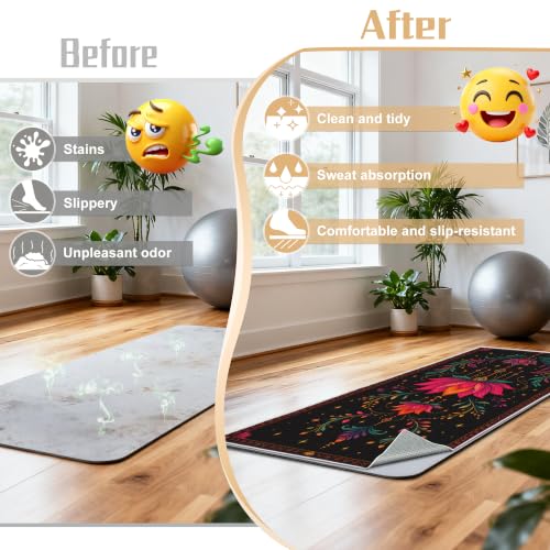 Hot Yoga Towel Non Slip, Ultra-Absorbent Yoga Mat Towel, Soft with Printed Design, Machine Washable, Yoga Pilates Towel Suitable for Exercise, Pilates, Yoga, 72x27in.Lotus - color: Lotus