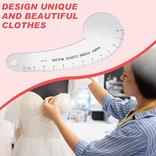 Vary Form Curve Ruler Solid Aluminum French Hip Curve Ruler for Measuring Sewing Design Making