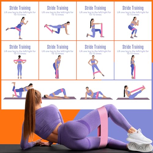 Booty & Resistance Bands – 3 Level Non-Slip Fabric Exercise Bands for Legs & Glutes, Women & Men, Squats, Hip Thigh Training, Yoga, Pilates, Home Workout - color: Green - Pink - Purple