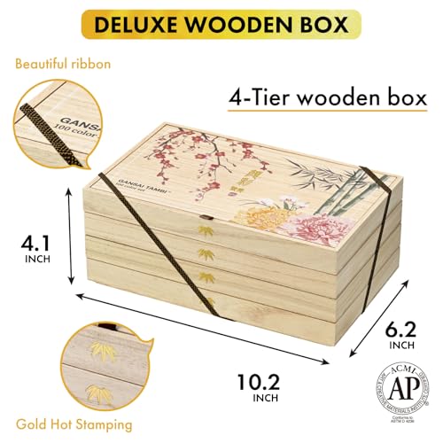 Kuretake Gansai Tambi Watercolor Paint Set, 100 Colors, Wooden Box, Japan | All 100 colors, wooden gift box, includes Starry, Iridescent & Sumi colors, Professional Use, Artist Grade - style: 100 Colors Ⅳ