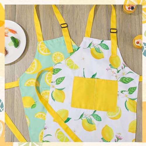 2 Pack Kids Apron, Cute Cooking Aprons, Waterproof Art Apron with Pockets, Toddler Painting Artist Apron Adjustable - color: Lemon, size: 45*62cm