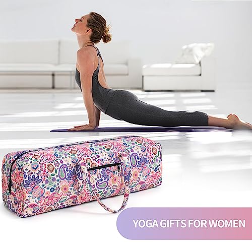 Boulder Bee | Yoga Mat Bag | Large Yoga Mat Carrier with Wet Pocket | Yoga Gifts | Gym Tote Bag for Women - color: Pink