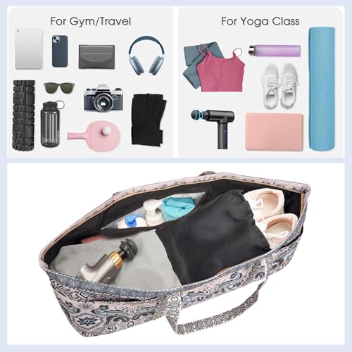 Yoga Mat Bag Yoga Mat Carrier with Shoes Compartment & Wet Pocket Pilates Bag with Zipper Pockets & Yoga Mat Holder Strap Yoga Bags and Carriers Fits All Your Stuff - color: Indian Floral