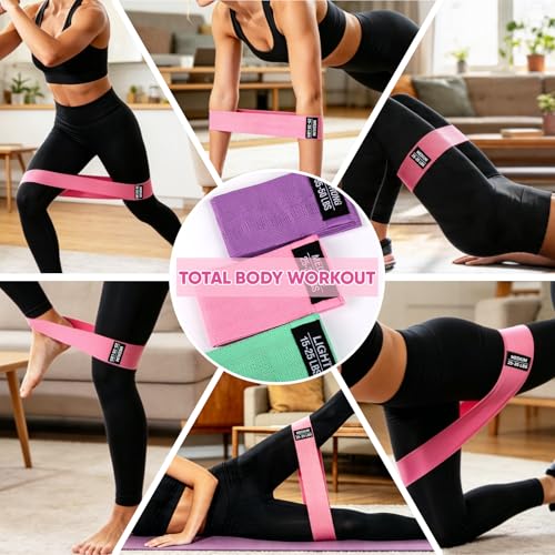 OKbulter Resistance Bands for Working Out, 3 Levels Exercise Bands Set | 3 Levels Exercise Bands Set for Legs, Hips, Strength Training, Pilates, Yoga and Rehab for Women & Men