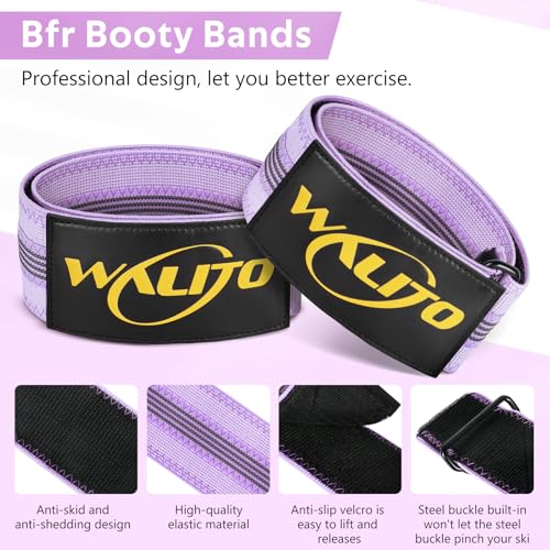 BFR Booty Bands for Women Glutes - Blood Flow Restriction Bands with Weekly Plan for Legs, Butt & Hip Building, Occlusion Bands for Workouts, Best Fabric Bands for Squat Butt & Thigh - color: Purple Bands