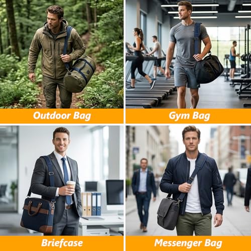 GNEGNI Replacement Shoulder Strap with Fixed Pad, Adjustable Heavy-Duty Crossbody Strap with 360° Metal Swivel Hooks for Laptop, Messenger, Duffel & Tool Bags (Dark Blue) - color: Dark Blue