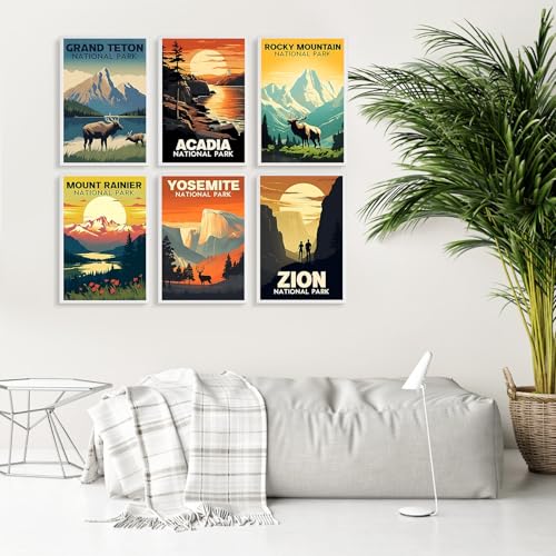6 Pack Paint by Numbers Kit for Adults Beginner National Park, 8x12 Inch | Without Frame Canvas, DIY Acrylic Painting by Numbers National Parks, Stress Relief Gift, For Home Wall Decor - color: LKOP6P-4