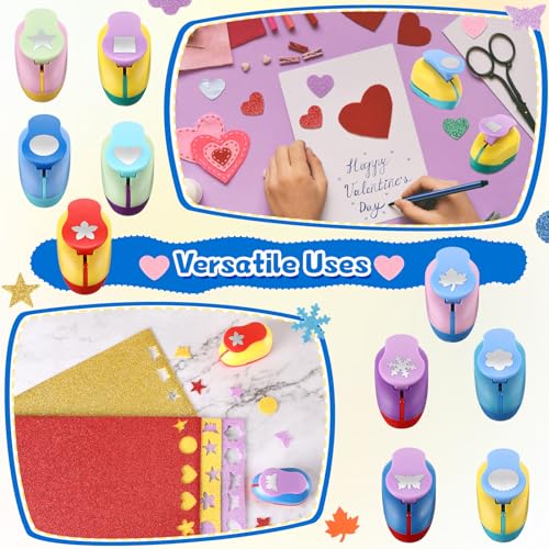 Harloon 10 Pcs Craft Hole Punch Shapes 1 Inch Paper Punch Hole Mix Shapes Cutters for Paper Crafting Scrapbooking Office Supplies(Classic) - style: Classic