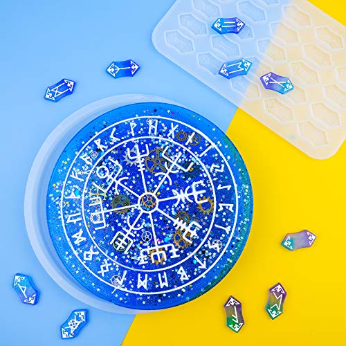 NiArt Rune Divination Resin Mold Kit - Dice, Cards, Compass for DIY Crafts | Premium Silicone Easy-Release Molds for Crafting Glossy Rune Jewelry and Decorations - style: Rune Divination - Sytle B