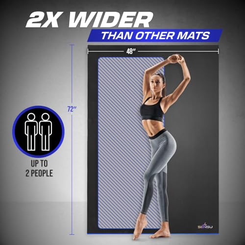 Sensu Large Exercise Mat – Extra Thick Non-Slip Workout Mat for Home Gym, Durable Shoe-Friendly Fitness Mat for Strength Training, Stretching, Cardio, and Balance Workouts (Multiple Sizes) - size: 6' x 4' x 8.5mm