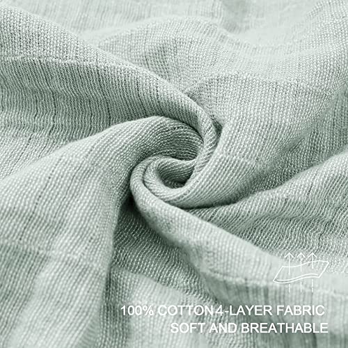 SE SOFTEXLY Muslin Throw Blanket, 4-Layer Dyed Yarn, 60”x80”, Sage Green - color: 5-sage Green, size: Twin-60" x 80"