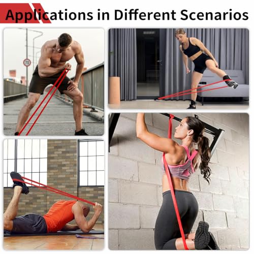 12-Pack Resistance Bands Set - Pull Up Assist, Strength Training & Physical Therapy for Home Gym | Exercise Loop Bands for Men & Women - color: Red 15-35lbs