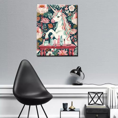 Tucocoo Cute Unicorn Paint by Numbers for Beginners Pink Paint by Number for Ages 8-12 Woodland Animal DIY Acrylic Oil Painting Colorwork Paintwork Ideal Gift Choice 16x20 Inches (Without Frame ) - color: Artwork-17, size: 16''x20''(Without Frame)