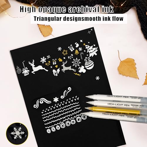 Qionew Gold Gel Pens, 1.0mm Gold Gel Pen Set,Gel Pen for Artists, 4 Pack | Gold Opaque Ink Pens, Gel Pen for Artists, for Black Paper Drawing, Bullet Journaling, Card Making, Art Highlight - size: 1.0 mm, style: Gold