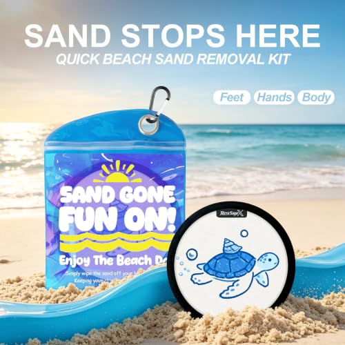 Sand Remover for Beach Towels - Soft Quick Clean Mitt for Kids & Adults | Removes Sand in Seconds,Gentle on Skin,Reusable & Washable,Beach Vacation Essential,Perfect for Beach, Pool & Camping - color: Sea Turtle a