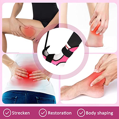 Foot and Calf Stretcher for Plantar Fasciitis, Leg Stretch Band,Improve Leg Stretching,Premium Physiotherapy Stretching Strap Improves Strength and Relief to Heel Spurs, Calf, Thigh and Hip - color: Rose