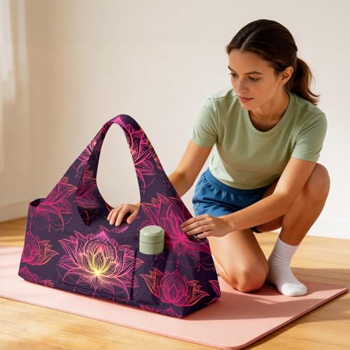 Yoga Mat Bag for Women Men Large Yoga Bag Travel - color: Lotus