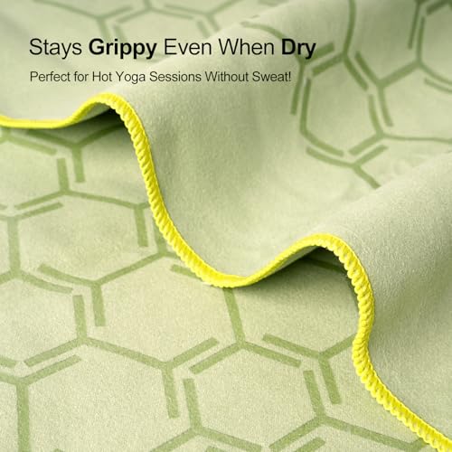 Eunzel Double Sided Silicone Yoga Mat Towel, 72" x 26.5" | Double-Sided Silicone Grip, Non Slip Surface, Absorbent Microfiber, Hot Yoga & Vinyasa - color: Olive