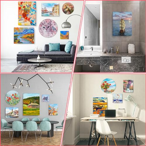 7 Pack Stretched Canvases for Painting, Multi Size 11x14, 9.44x12, 8x10, 5x7, 4x4, Round Canvas with 8x8, 10x10, Primed Blank Canvas for Oil, Acrylic Paint, Beginner, Artist - size: 7 Packs - 7 Sizes (1 of Each)