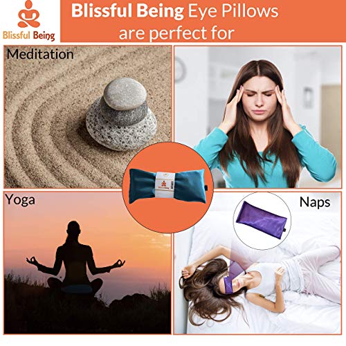 Lavender Eye Pillow | Hot or Cold Weighted Satin Eye Mask perfect for Sleeping, Yoga, Meditation | Gifts for Women, Birthday, Teachers | Natural Herbal Relaxation | Made in USA (Silver) - color: Silver