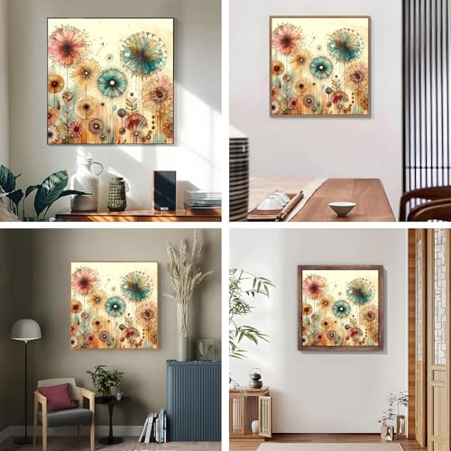 Shouruihua Diamond Painting Kits for Adults, Dandelion Diamond Art Kits | Flower Gem Art, Diamond Dotz Kits, Diamond Dots, Wall Art, Adult Crafts, Full Round Drill Diamond Painting Kits, 11.8x11.8 in - color: Dandelion