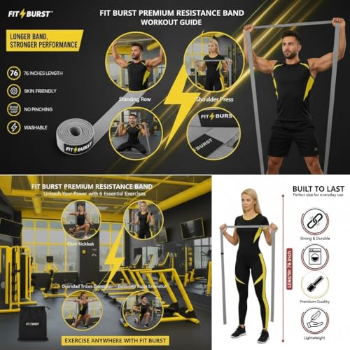 76-Inch Fabric Resistance Band for Full Body Workouts, Wide Non-Slip 120 LB - color: Gray