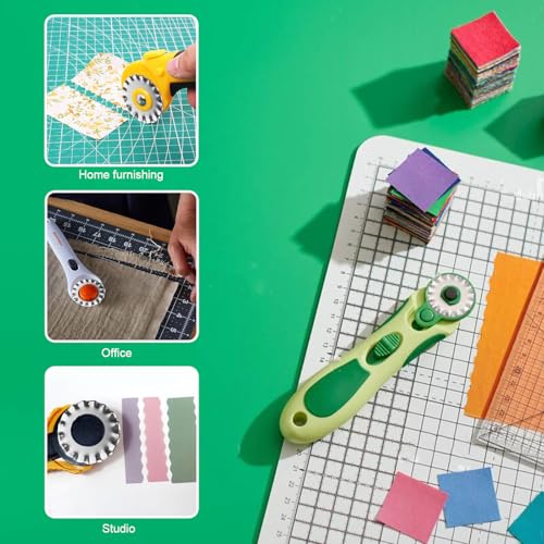 Mesee 5Pcs Pinking Rotary Cutter Blades 28mm Wave Rotary Blade Set Decorative Edge Blades Replacement Refill Quilting Cutting Tool Accessories for Sewing Fabric Leather Paper Arts Crafts