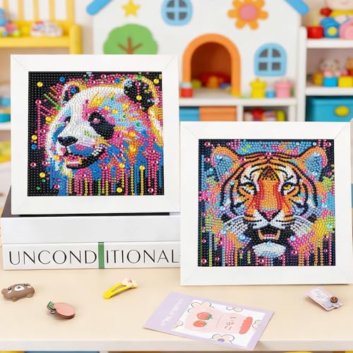 Yunruily 6 Pack Small Diamond Art for Kids - Mini Diamond Painting Kits for Kids,Diamond Art Small for Kids Ages 4-8-12,Children Gifts and Home Wall 6x6inch - color: color animal