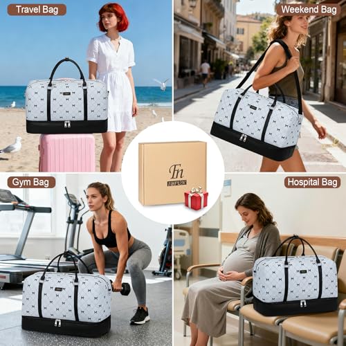 IBFUN Weekender Bags for Women, 21" Travel Duffle Bag with Shoe Compartment - color: E7-Blue
