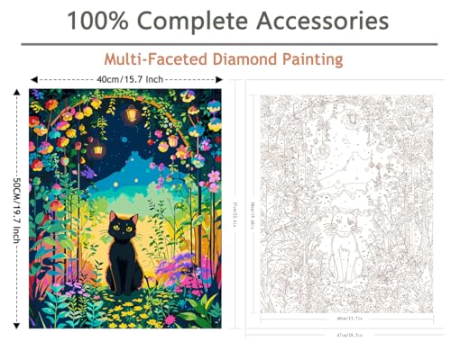 FILASLFT Cat Paint by Numbers Kit for Adults Beginner,16x20 inch | Adult Paint by Number Kits on Canvas, DIY Acrylic Oil Painting by Numbers, Black Cat in Garden, for Home Wall Decor and Gifts - color: B-001-animal