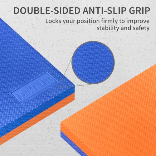 Balance Pad for Physical Therapy Exercises - 15" x 12" Extra Thick Non-Slip Stability Trainer - 2.36" Soft TPE Foam Mat for Knee & Ankle Recovery, Core Strength & Home Gym - color: Blue/Orange