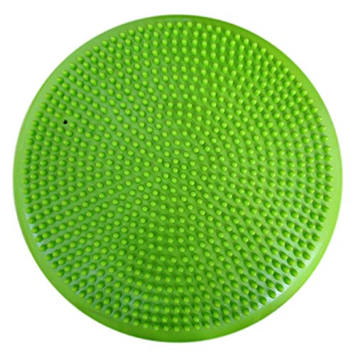 AppleRound Inflated Wobble Cushion with Hand Pump, Air Stability Board (Extra Thick), Core Balance Disc for Adults, Sensory Wiggle Seat for Kids, Flexible Seating for All Age, 13.5in / 34cm Diameter - color: Green