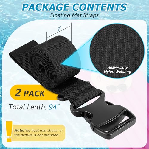 Enhon 2 Pack Floating Mat Straps Nylon with Quick Buckles, 94 Inch