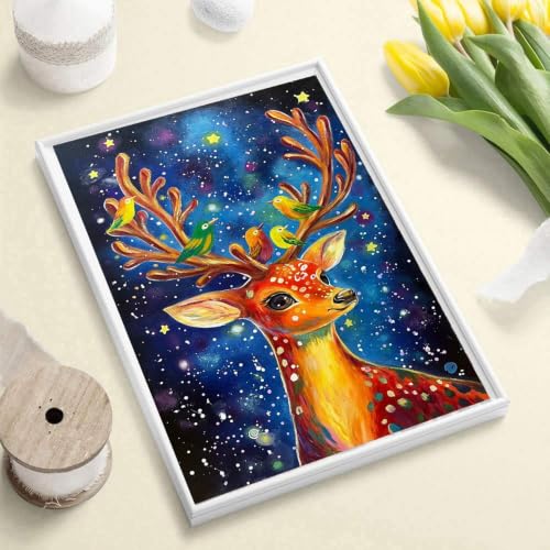 Diamond Art Kits for Adults,Xmas Deer Diamond Art Painting Kits for Adults | Christmas Elk Starry Sky Stress Relief Full Round Drill Heartfelt Gift Strong Adhesive Wall Decor HD Canvas11.8x15.7in30x40cm - color: Deer
