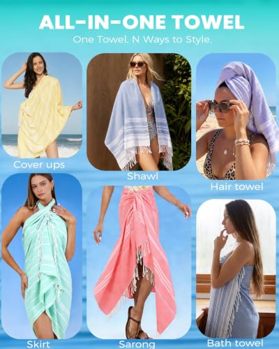 Antfuny 6 Packs Turkish Beach Towels Oversized Swim Set Bulk Quick Dry Bath Pool XL Big Blanket Adult Travel Essentials Cruise Accessories Sand Free Extra Large Must Have Clearance Vacation Stuff - color: Multi Rhomboic, size: 72 x 36 inch