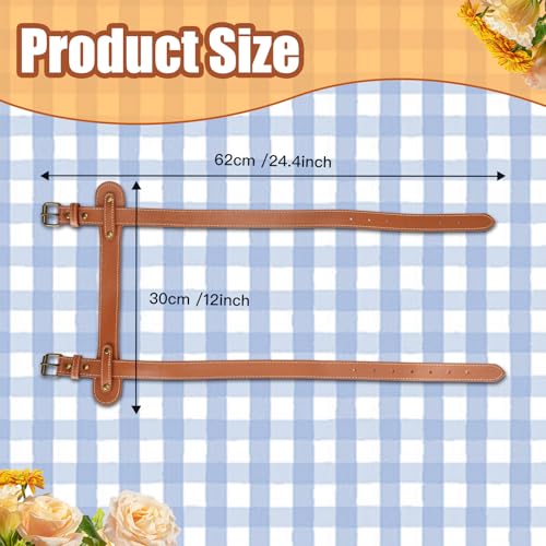 3PCS Outdoor Picnic Blanket Carry Strap, 24.4inch Leather Blanket Straps for Carrying, Yoga Mat Strap, Portable Handle Bedroll Motorcycle Blanket Roll Carrier with Adjustable Straps for Camping