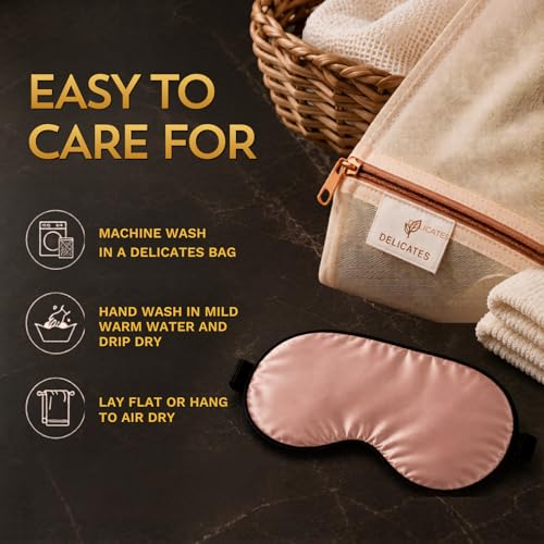 Anti Aging Silk Sleep Mask for Women, Mulberry Silk Eye Mask for Sleeping and Skin Care, Blackout Sleep Mask with Copper Ion Technology Reduces Eye Puffiness, Fine Lines and Wrinkles
