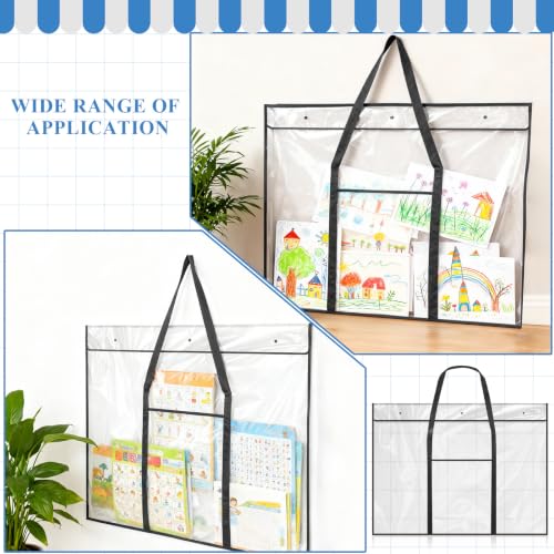 2 Pack Large Poster Storage Bag 48" x 36" Bulletin Board Holder, Art PVC Folder with Pocket, PVC Art Portfolio Container for Teacher Paper Teen(Black) - color: Black
