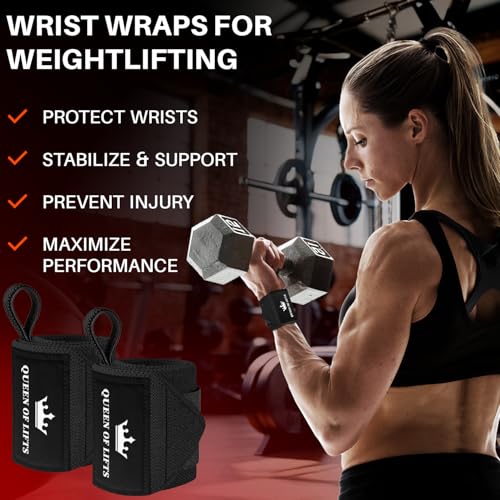TECEUM Elastic Cotton Weightlifting Wrist Wraps with Thumb Loops, 1 Pair - color: Black, style: 18" – Queen of Lifts