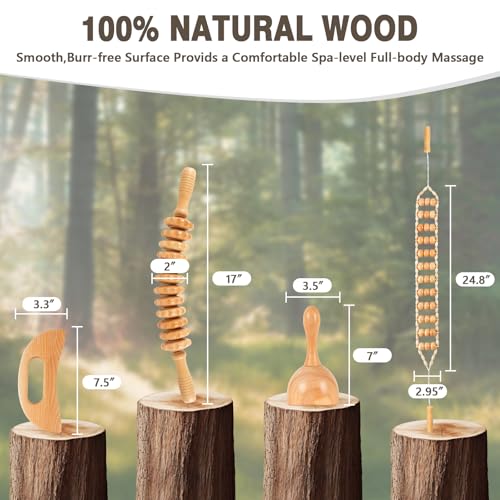 KintKita Wood Therapy Massage Tools 4-in-1, Wooden Lymphatic Drainage Massager Body Cellulite Remover, Professional Maderoterapia Kit Cellulite Massager for Body Sculpting,Contouring,Relief Muscle - style: 4 IN 1 Maderoterapia Kits