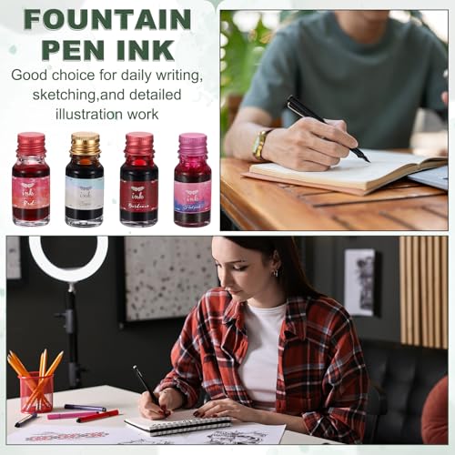 PATIKIL Fountain Pen Ink Brown, 10ml Calligraphy Pen Bottled Ink Non-Carbon Colorful Smooth Flow Color Dip Drawing Set Art Supplies for Writing Painting Journaling - color: Brown