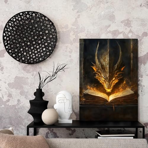 GOUOYANA Dragon Diamond Art Kits for Adults, Full Drill Book Dragon Diamond Painting Kits for Beginners, DIY Full Rhinestone 5D Diamond dots (Gemstone Craft), Home Wall Decoration (12x16 inch) - color: DP02804
