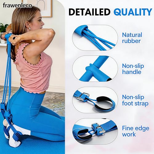 Fitness Resistance Bands with 4 Tube Pedal Ankle Puller, Elastic Yoga Pedal Stretch Band for Exercise, - color: Blue