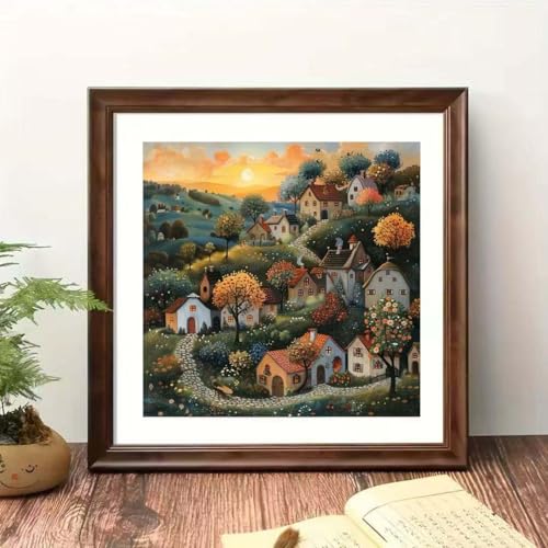 OJTOYART House Landscape Diamond Art Kits for Adults,5D Diamond Painting Kits for Beginner,DIY Full Round Drill Diamond Dots for Adults Arts and Crafts for Adults Home Wall Decor 13.79 x 13.79inch - color: YP027