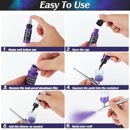 FansArriche Airbrush Paint, 44 Colors with 6 Thinners, 20 ml/Bottle | Acrylic Air Brush Painting Set, Ready to Spray Water-Based Opaque & Neon & Iridescent Airbrush Kit for Beginners, Artists - color: 44 Colors with 6 Thinnners
