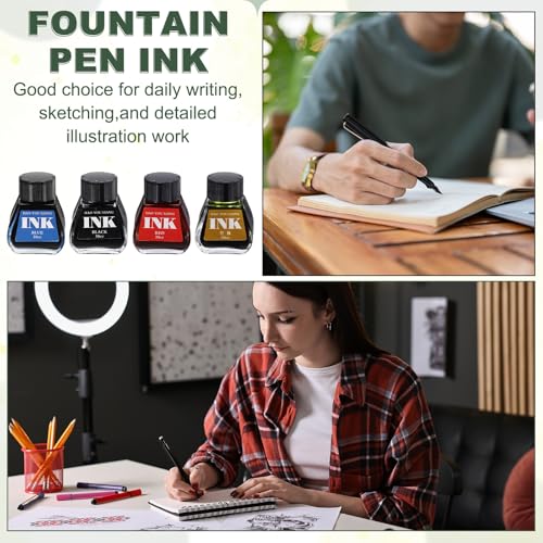 PATIKIL Fountain Pen Ink Black, 30ml Calligraphy Pen Bottled Ink Non-Carbon Colorful Smooth Flow Color Dip Drawing Set Art Supplies for Writing Painting Journaling - color: Black