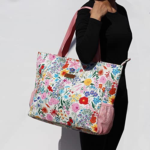 ESVAN LARGE BEACH BAG Water Resistant Lightweight 20 inch Women Oversize Tote Bag for Gym Beach Travel Pool Yoga Nurse - color: A6