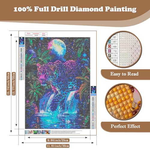 Animal DIY Diamond Art Kits for Adults, Moon 5D Diamond Painting Kits | Gem Painting, Dimond Art Paintings Kit, Full Drill Diamond Dot for Home Wall Decor 12 X 16 Inch - color: CM078